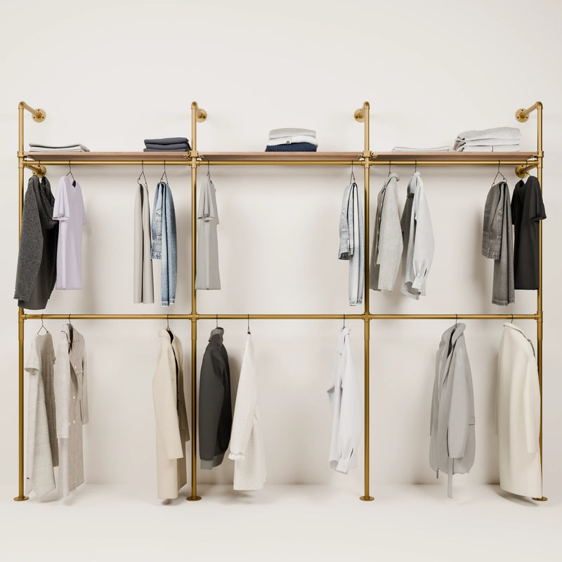 KIM DOUBLE 3 OAK – 3 øverste hylder | guld