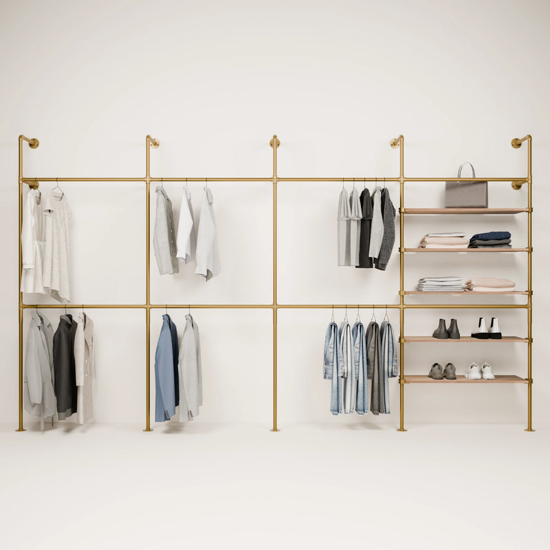 KIM DOUBLE 4 OAK – 5 shelves | gold