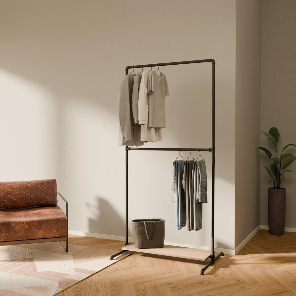 LAS 1 OAK – 1 hylde | Tøjstativ med bræt