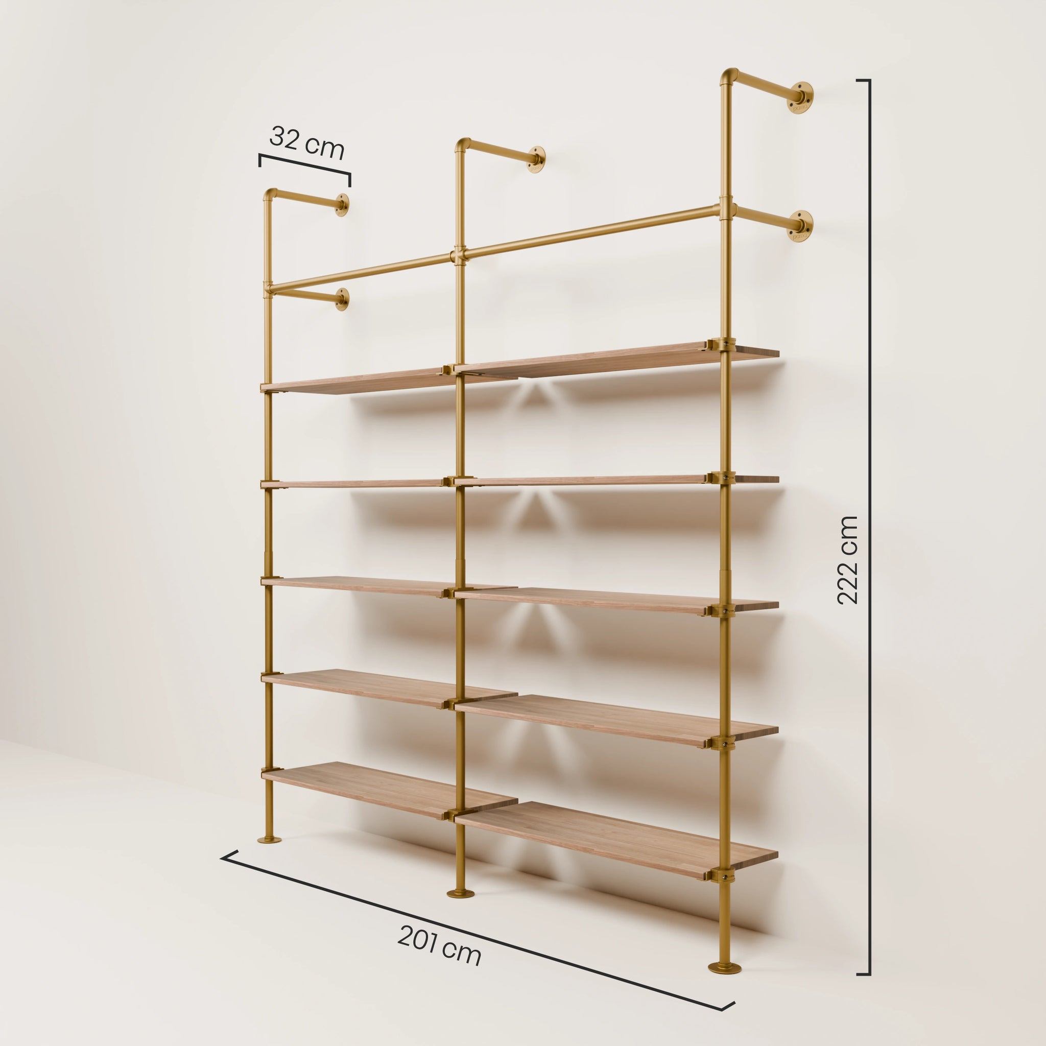 KIM 2 OAK – 10 shelves | gold