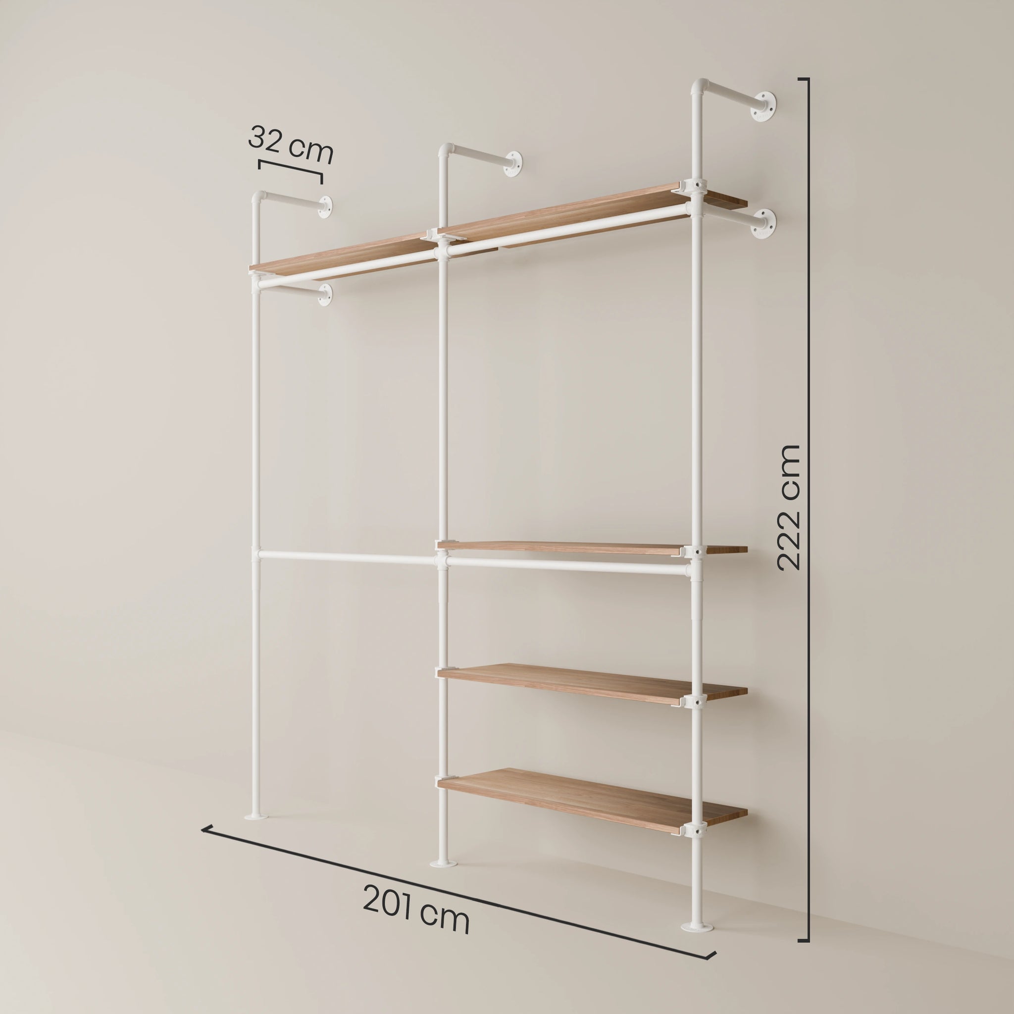 KIM DOUBLE 2 OAK – 5 shelves | white
