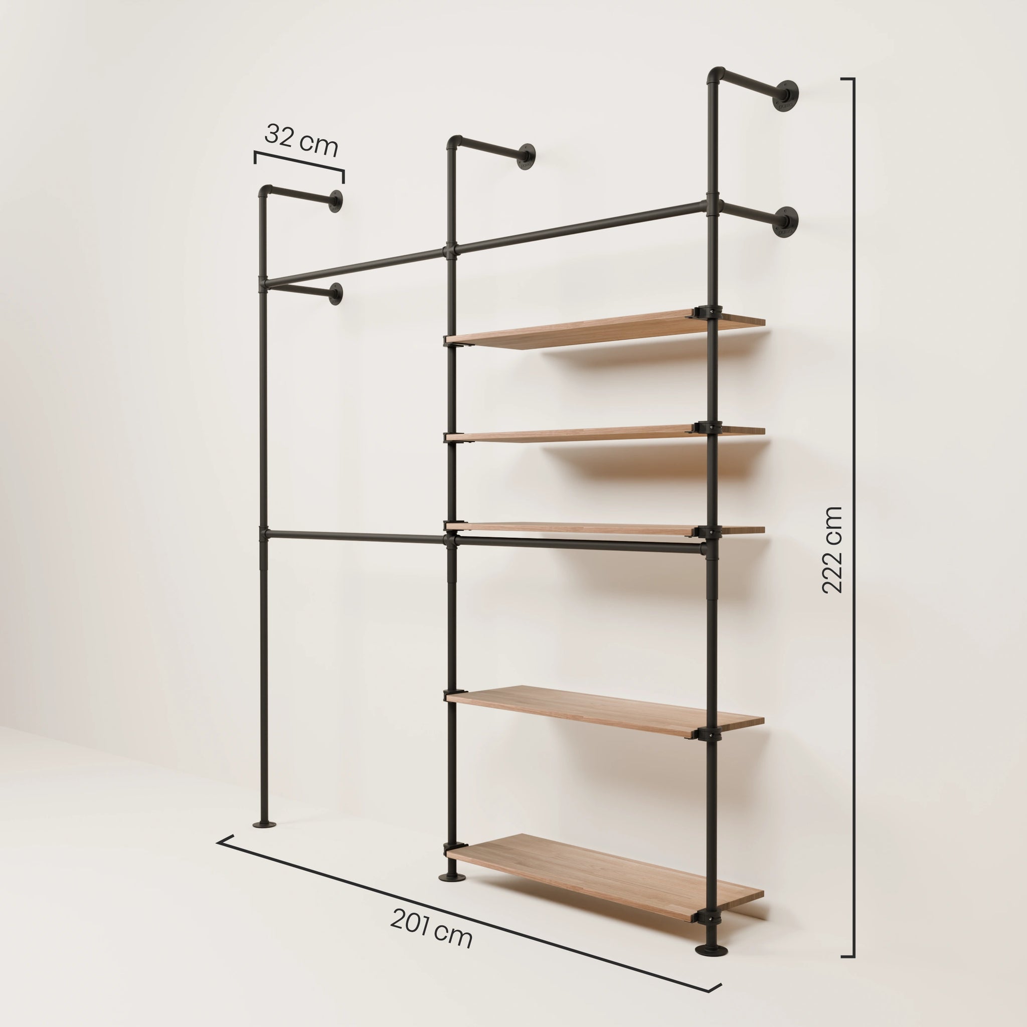 KIM DOUBLE 2 OAK – 5 shelves on the right