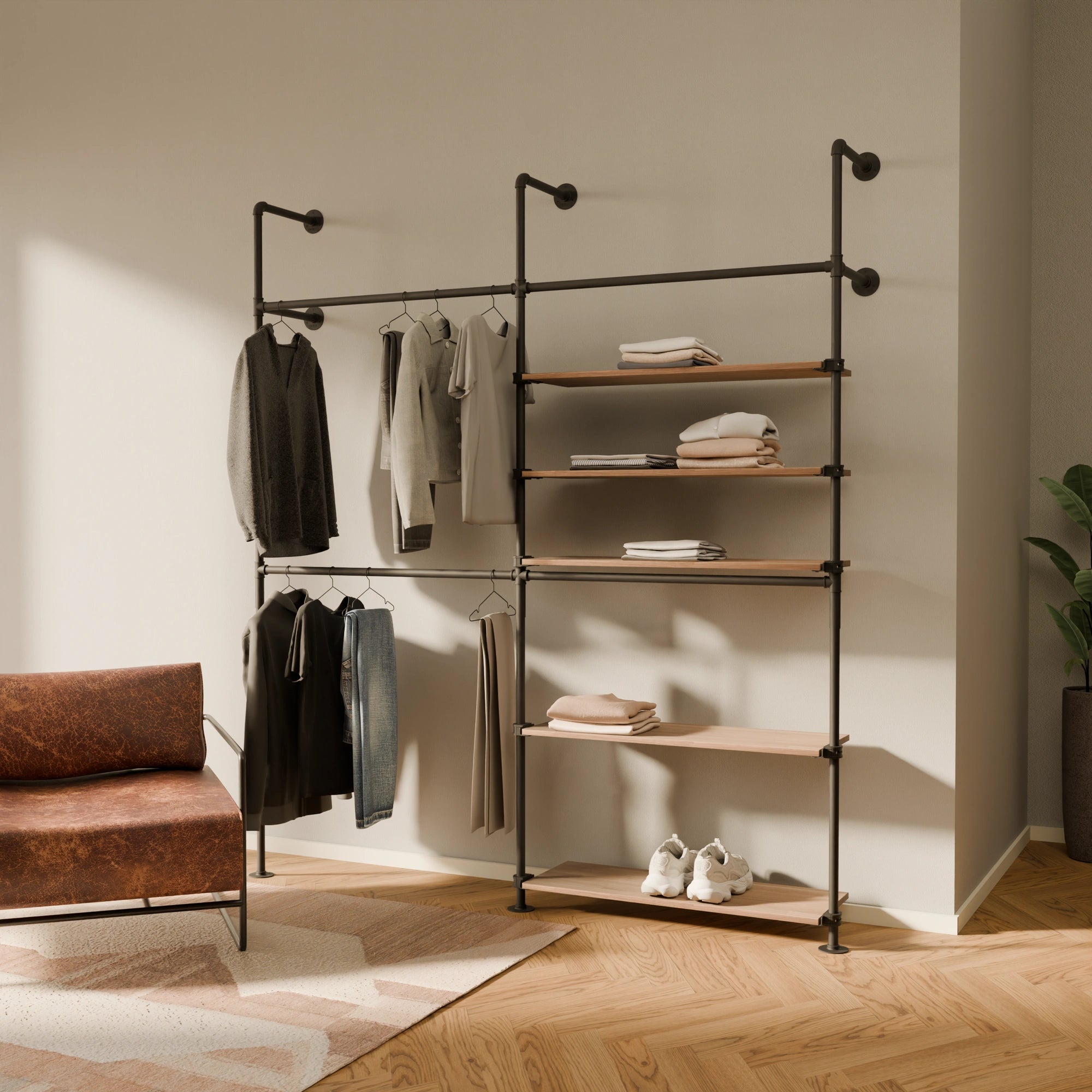 KIM DOUBLE 2 OAK – 5 shelves on the right