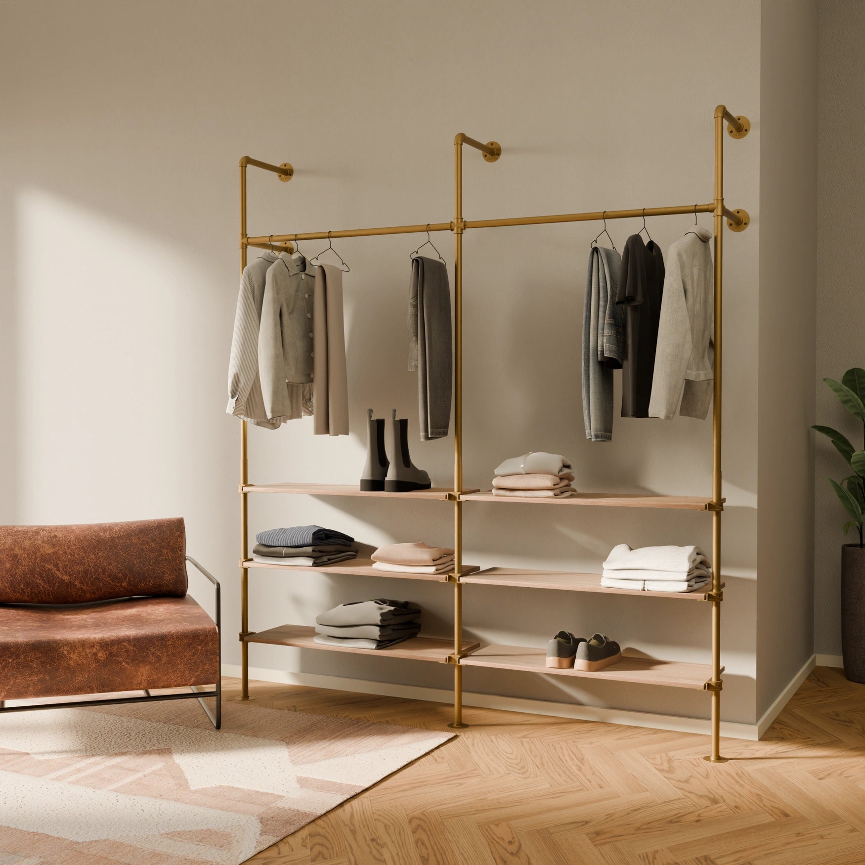 KIM 2 OAK – 6 shelves | gold
