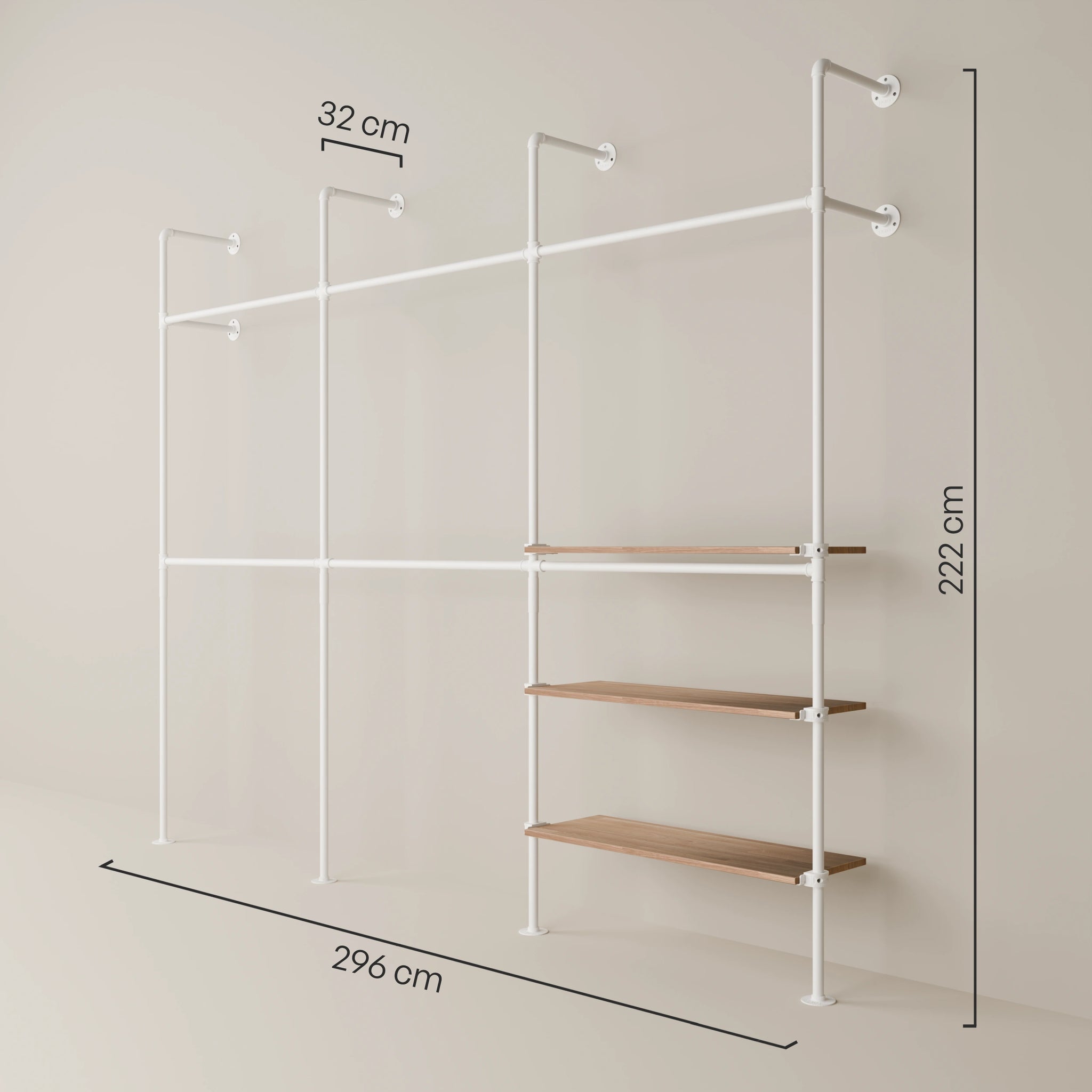 KIM DOUBLE 3 OAK – 3 shelves on the right | white