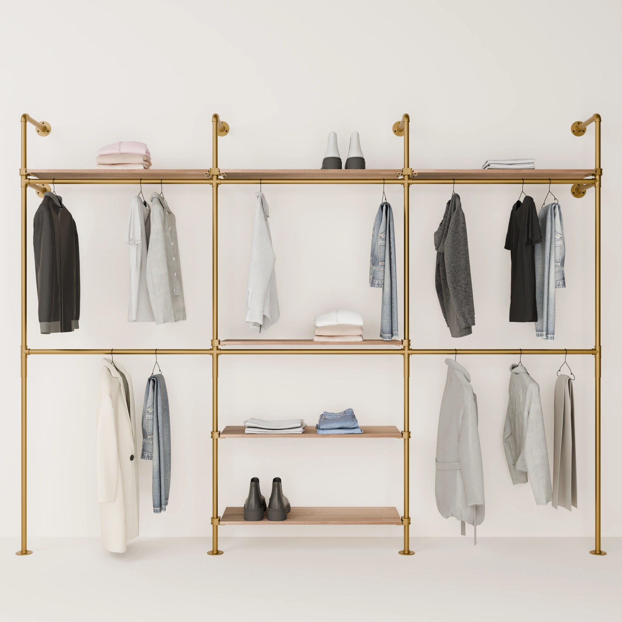 KIM DOUBLE 3 OAK –  6 top shelves | gold