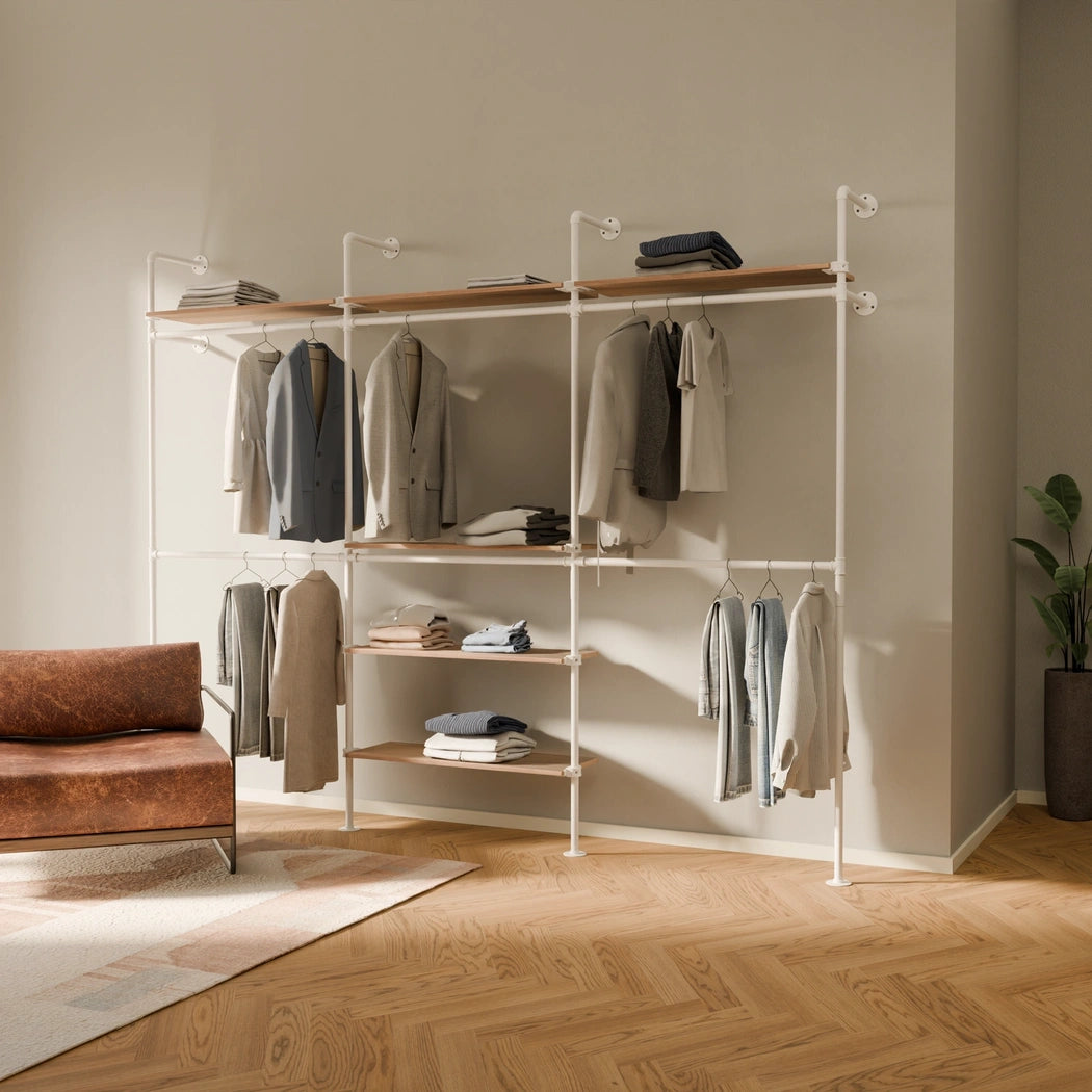 KIM DOUBLE 3 OAK – 6 øverste hylder | hvid