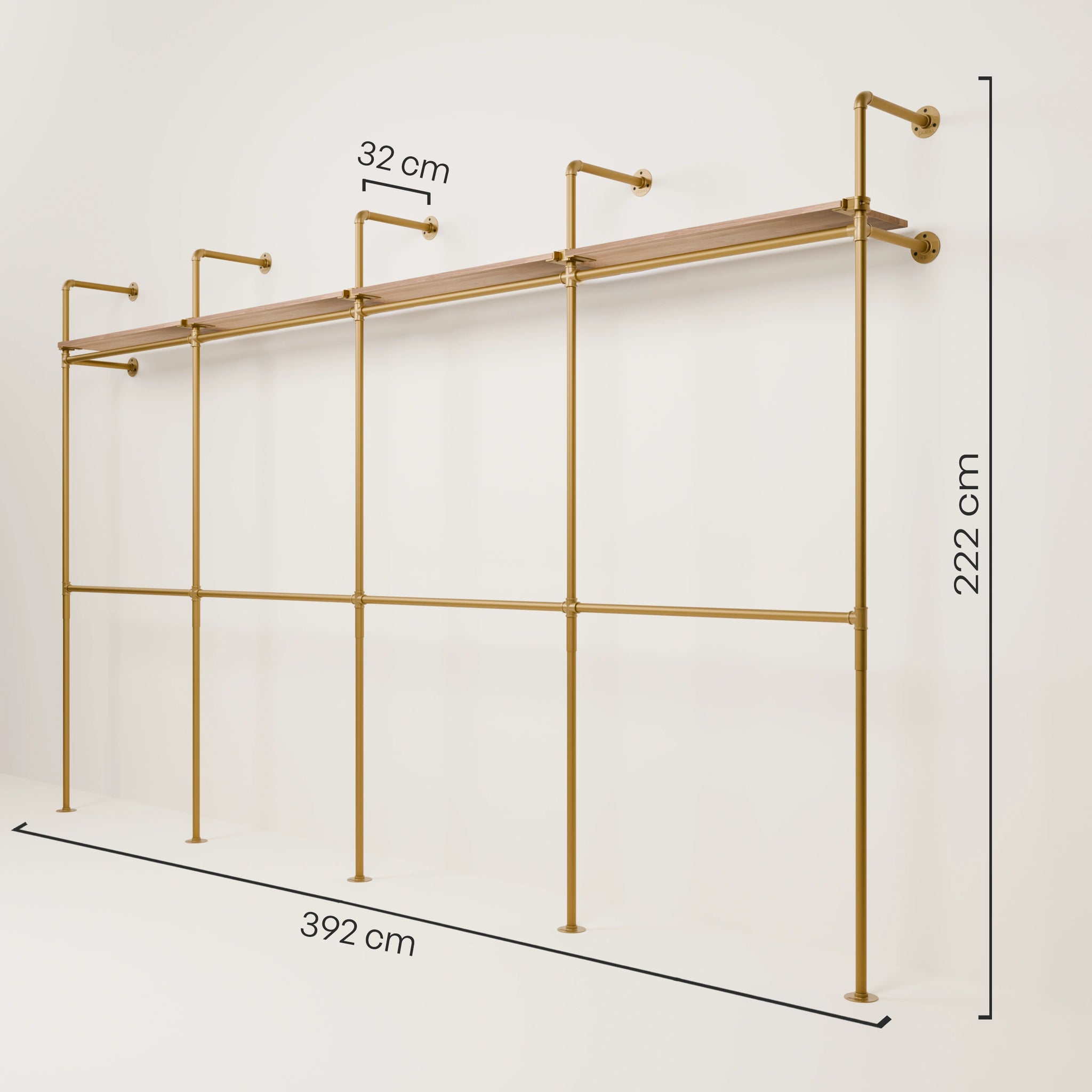 KIM DOUBLE 4 OAK –  4 shelves | gold