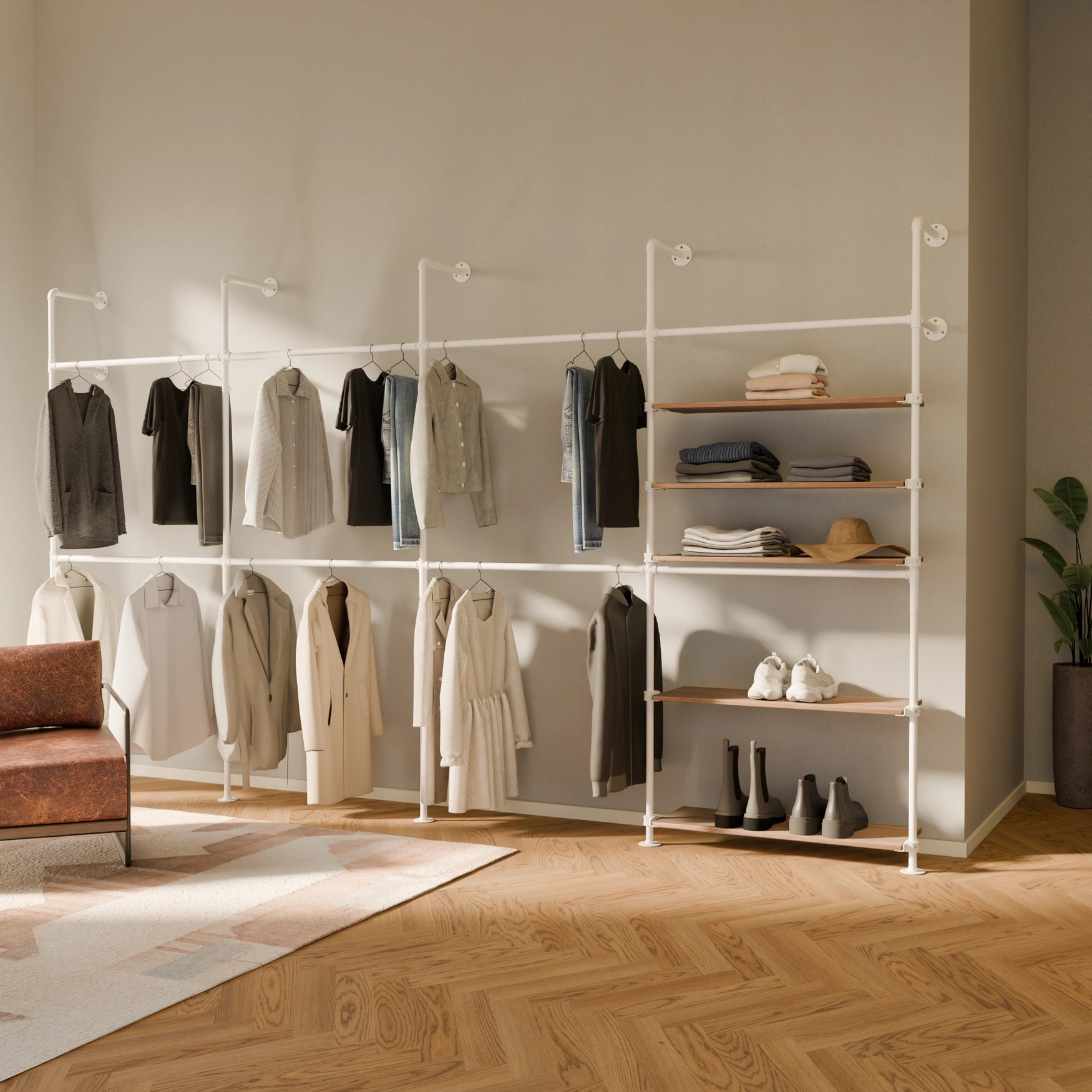 KIM DOUBLE 4 OAK – 5 shelves | white