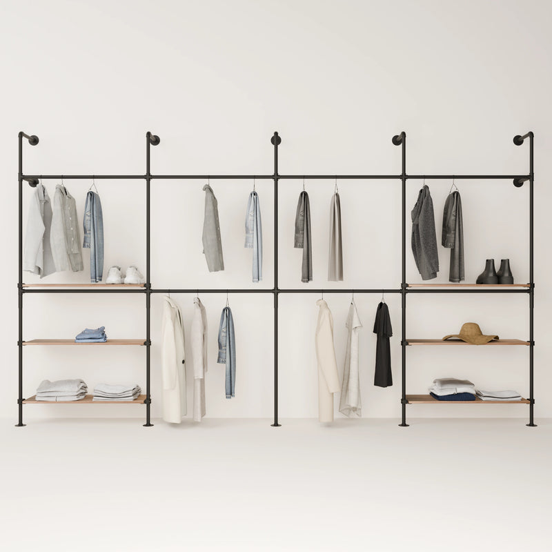 KIM DOUBLE 4 OAK –  6 shelves | gold