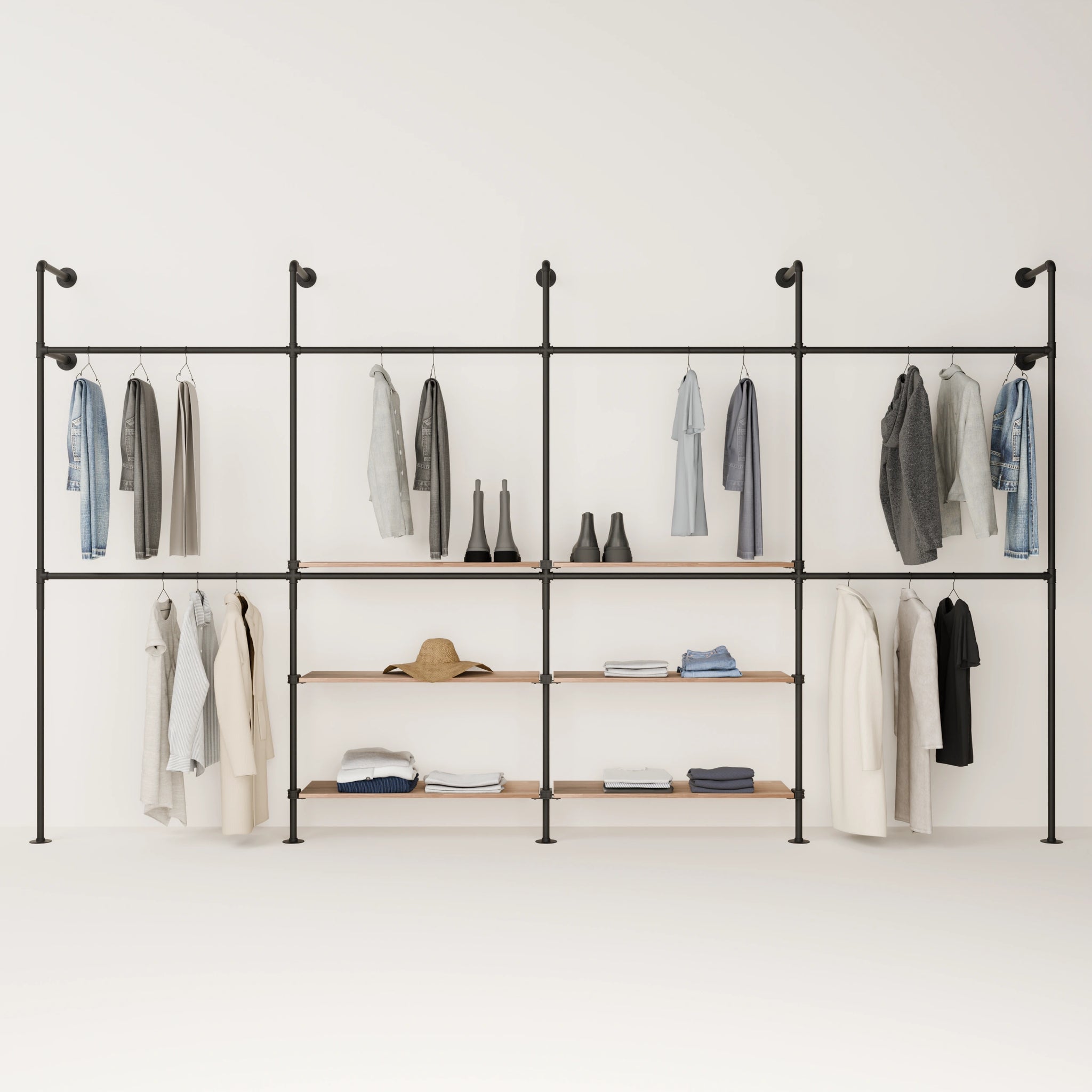KIM DOUBLE 4 OAK –  6 shelves in the centre