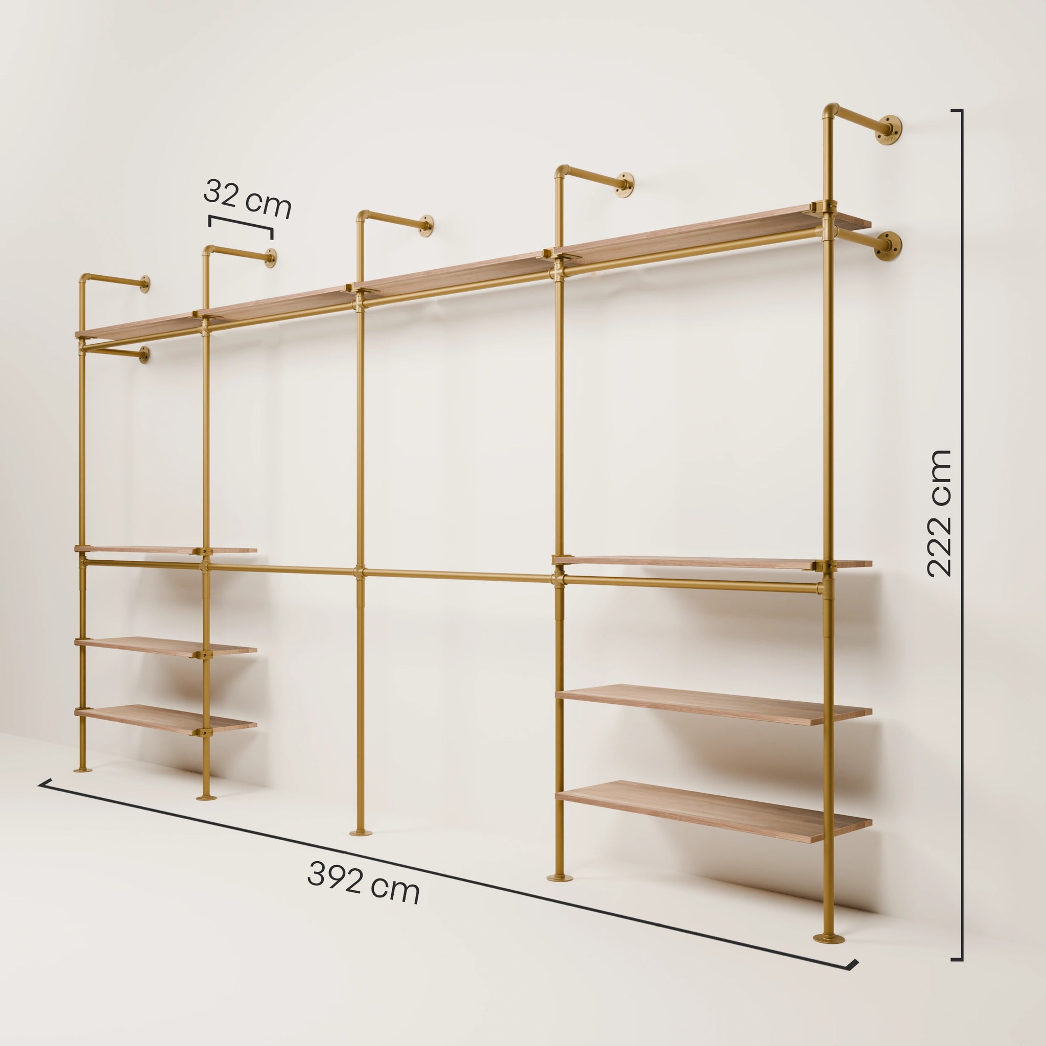 KIM DOUBLE 4 OAK –  10 top shelves | gold