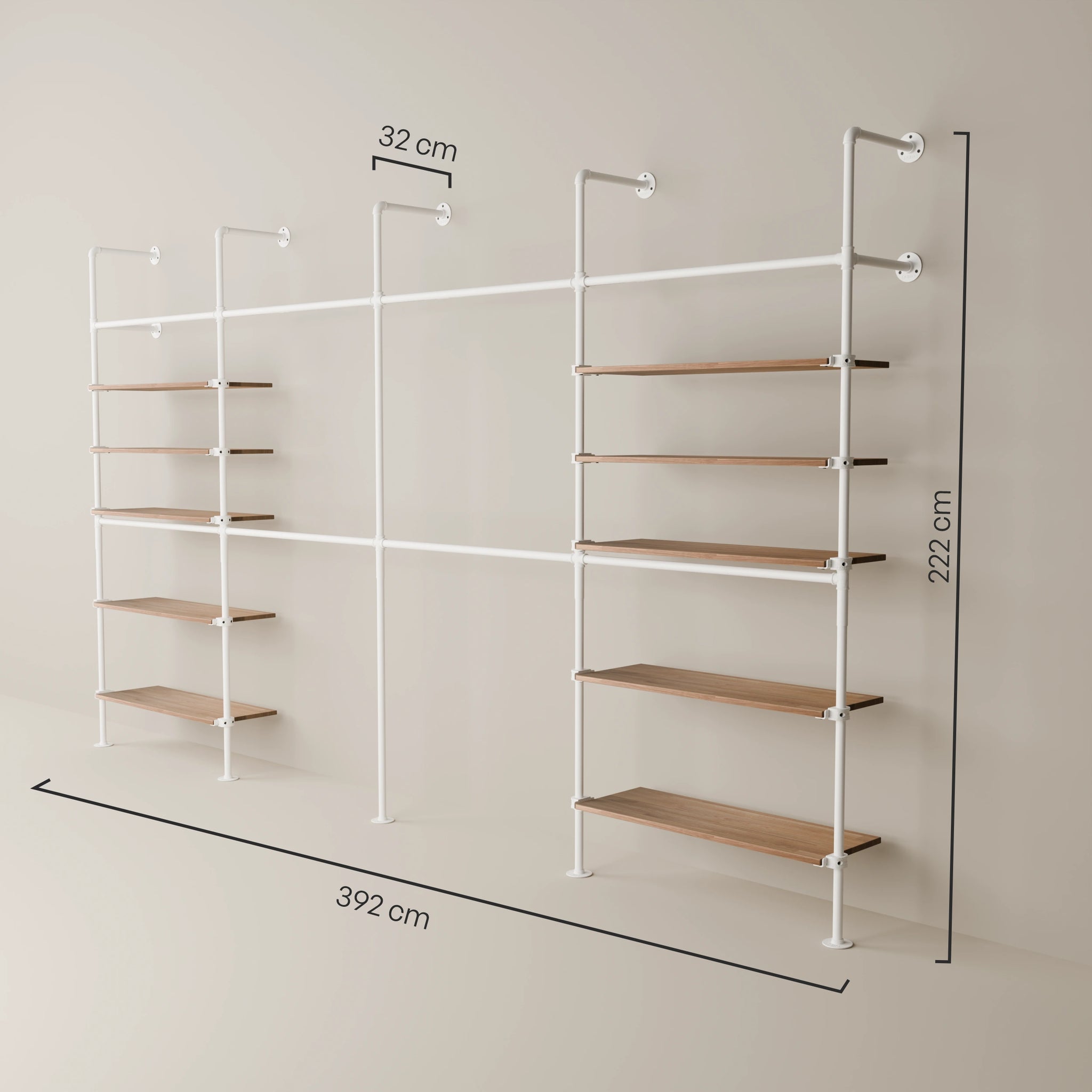 KIM DOUBLE 4 OAK –  10 shelves | white