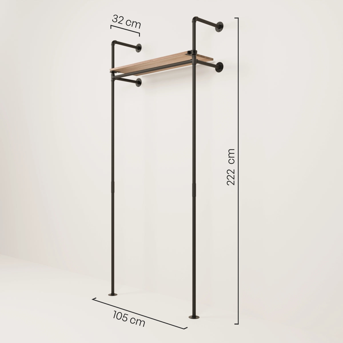 Garderobe Industriedesign mit Holz Maße